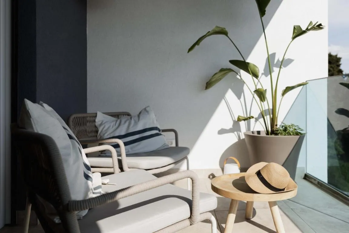 Image of Modern Minimalist Retreat with Balcony and Garage Parking Place
